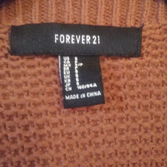 Forever 21 Women's Mocha Long Sleeve Open Front Cardigan Sweater Size: Small - Picture 9 of 12
